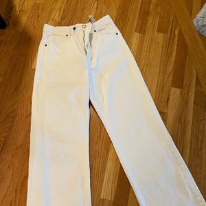 White jeans fray bottom Zara